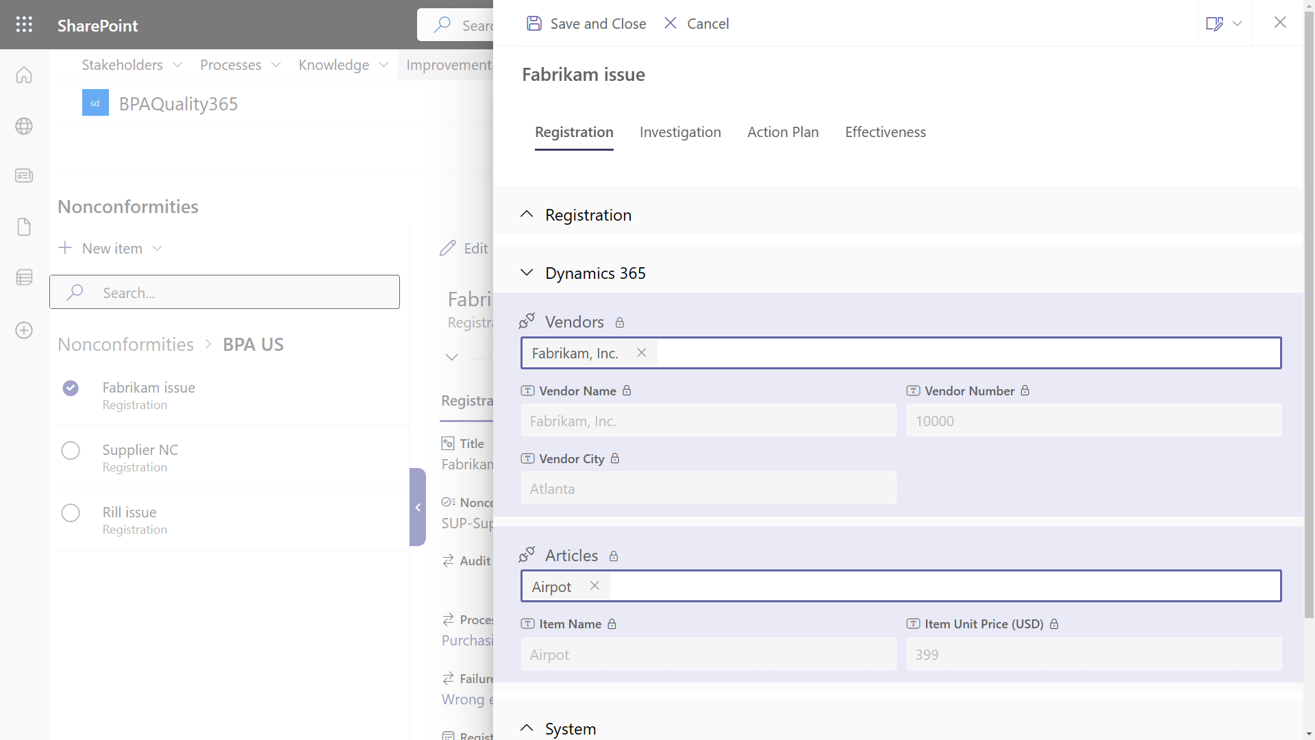 Connecteur externe Microsoft Dynamics 365