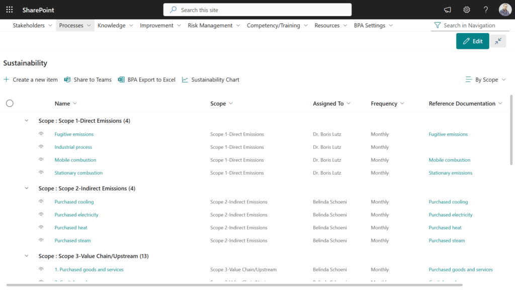 Sustainability Management Software on Microsoft 365