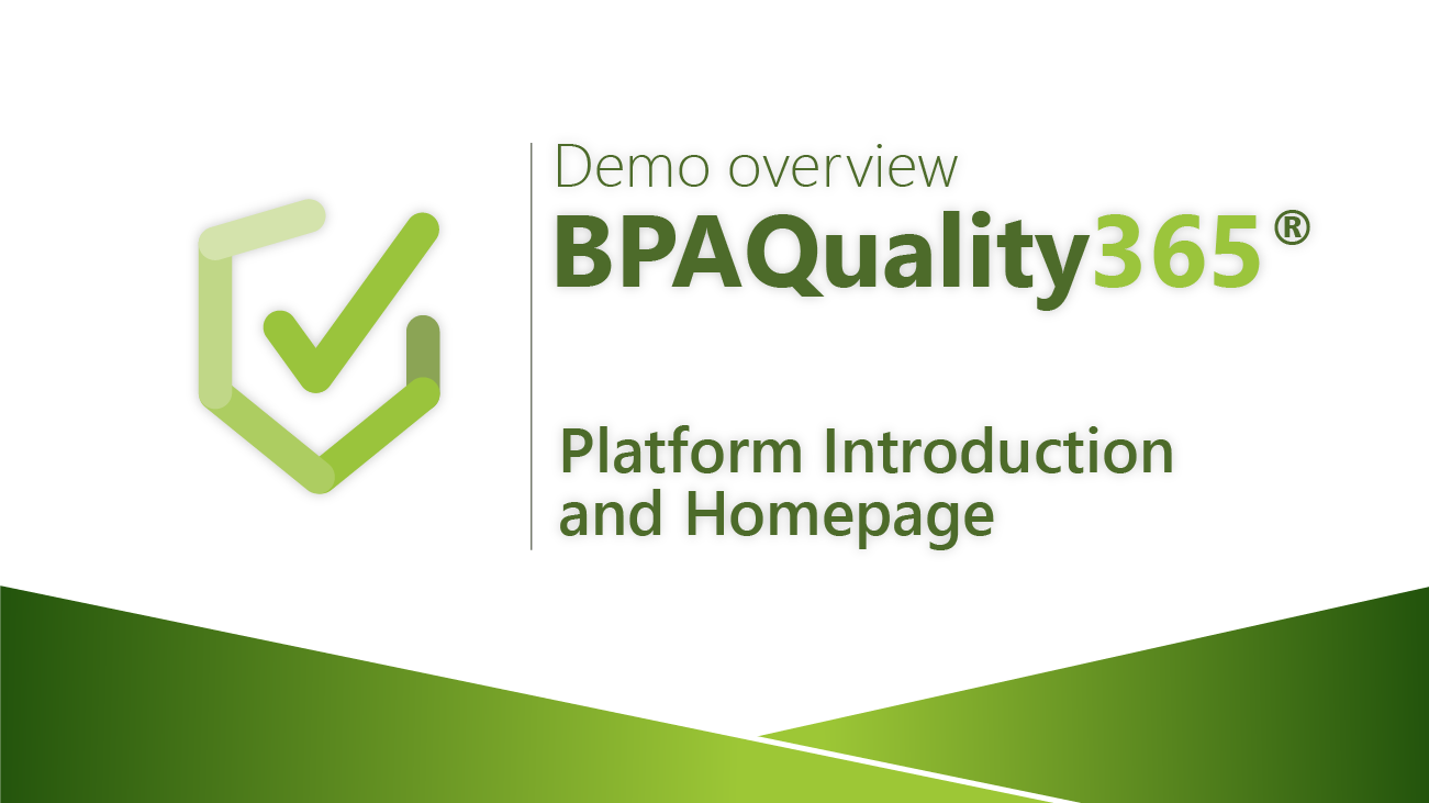 BPAQuality365 Overview Demo - Einführung in die Plattform